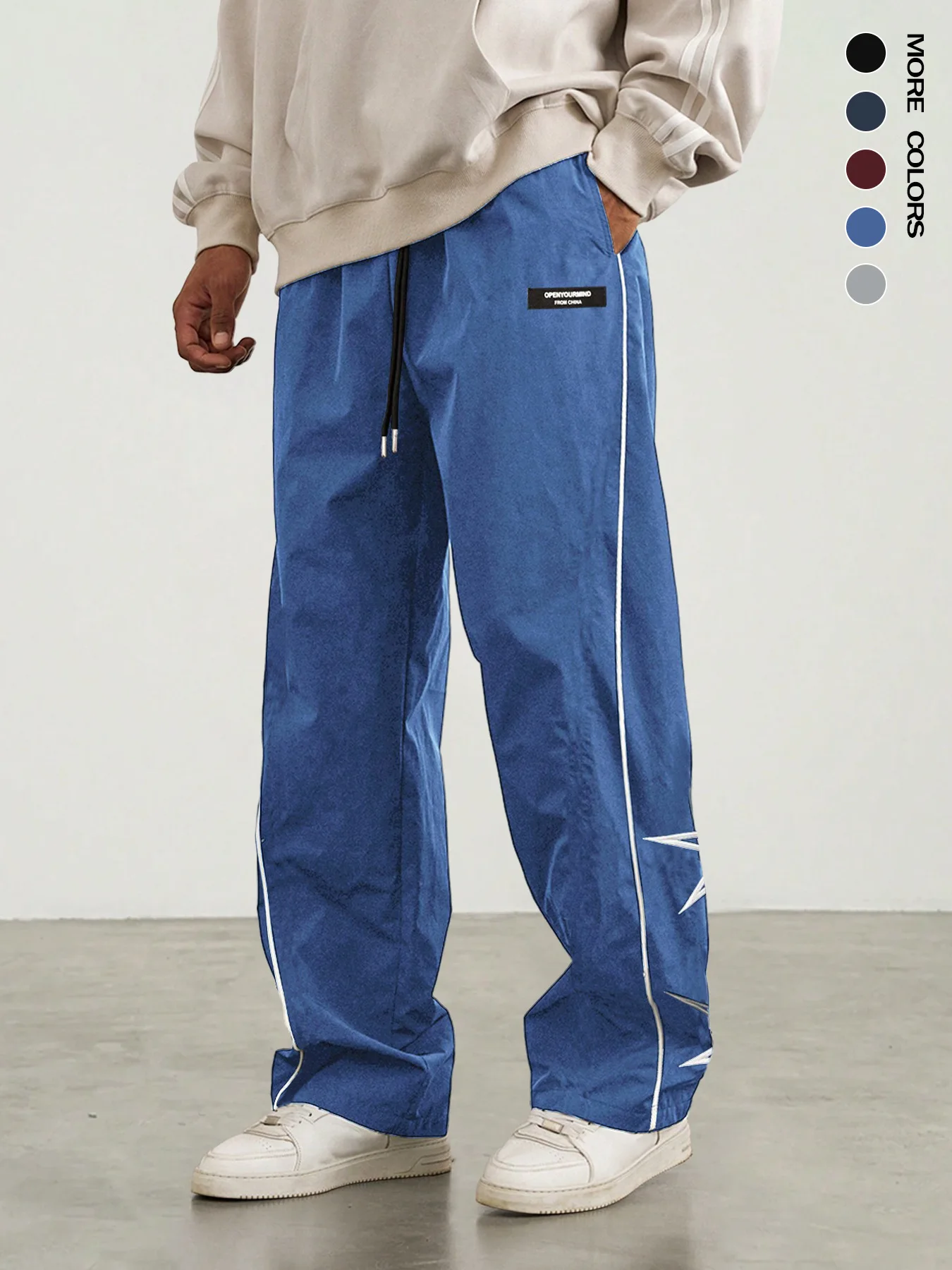 

Paratrooper pants sports men's ice silk spring and summer straight work pants lace-up loose pants outdoor pants casual pants