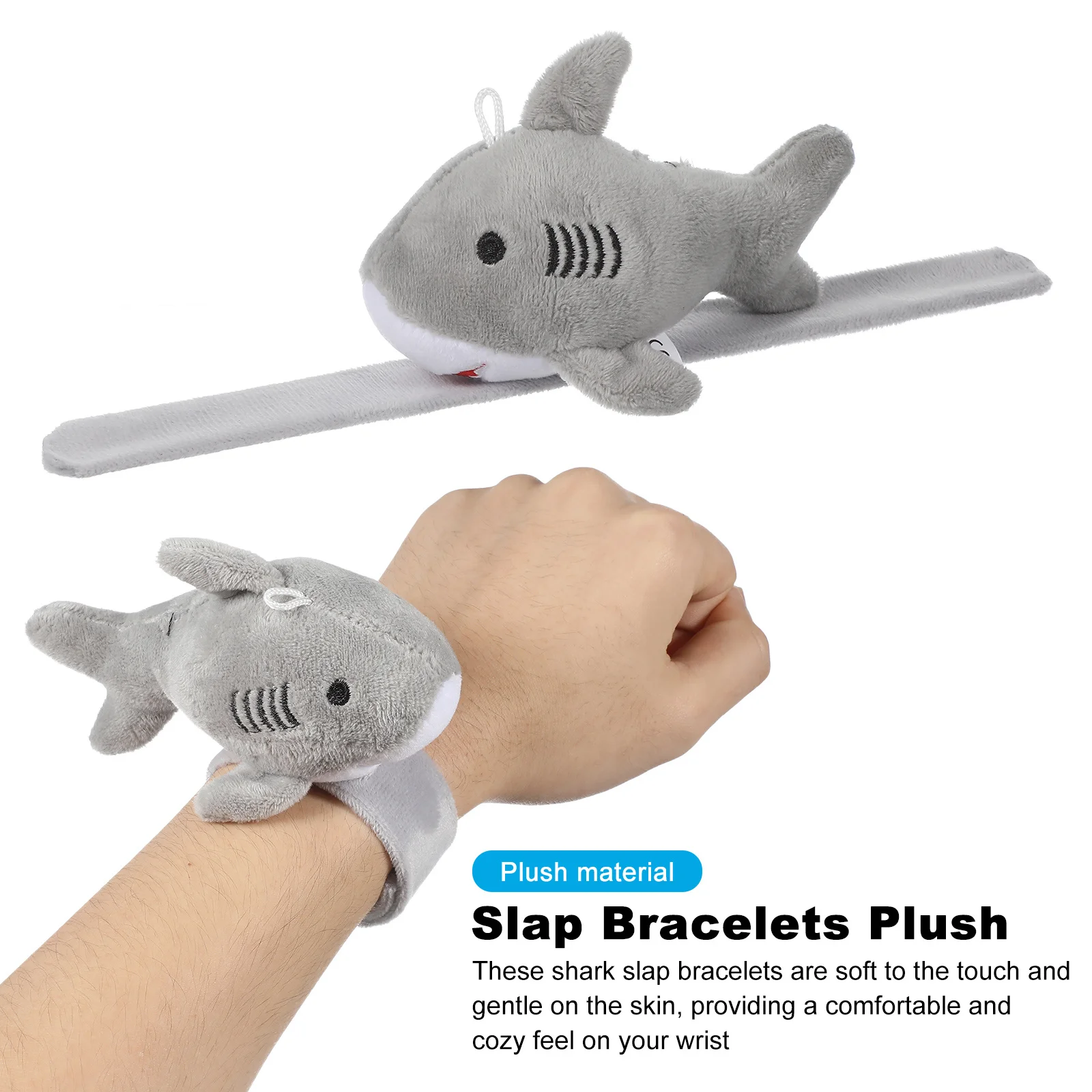 6 шт., браслеты с изображением акулы, браслеты с мягкими животными, мягкие на ощупь детские вечерние сувениры, браслеты с застежкой, браслеты с защелками