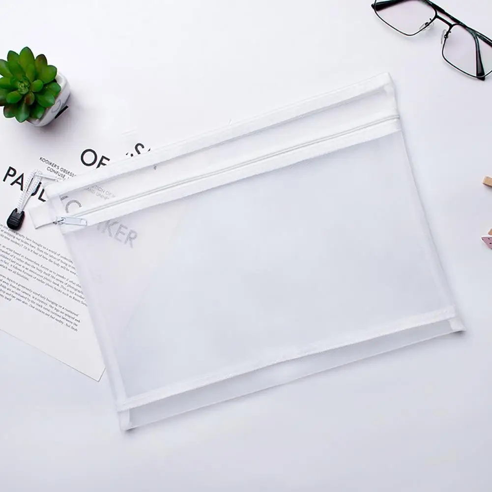 Solid Material File Storage Capacity Transparent Document Storage Bag with Zipper Closure Lanyard for Office Supplies Portable