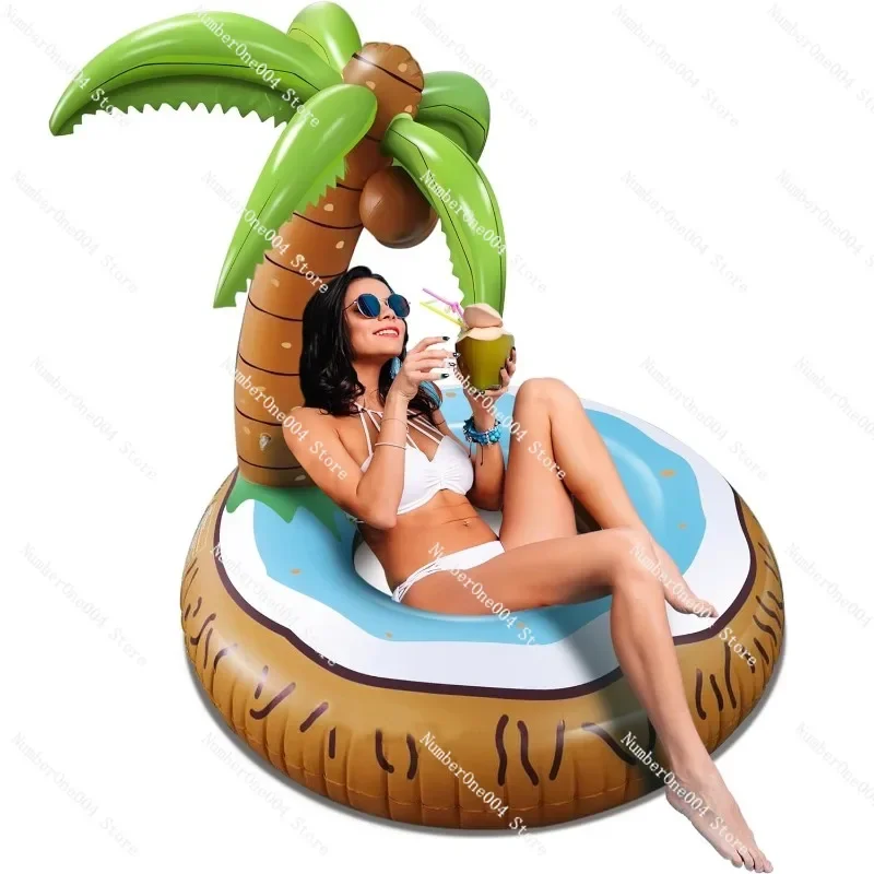 

Suitable for Coconut Tree Inflatable Water Toys Swimming Ring Adult Thickened Sitting Ring Backrest Lounge Chair Floating Ring