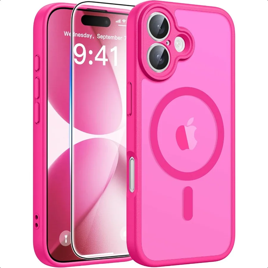 

Чехол для телефона FNTCASE для iPhone 17, магнитный полупрозрачный матовый [полная защита камеры] [защитная пленка для экрана] военный класс