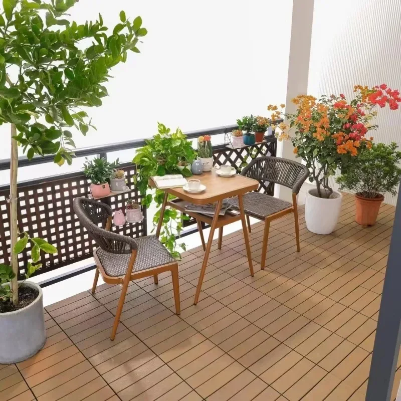 Balcony small table and chair tea table and chair combination reading table household leisure rattan chair
