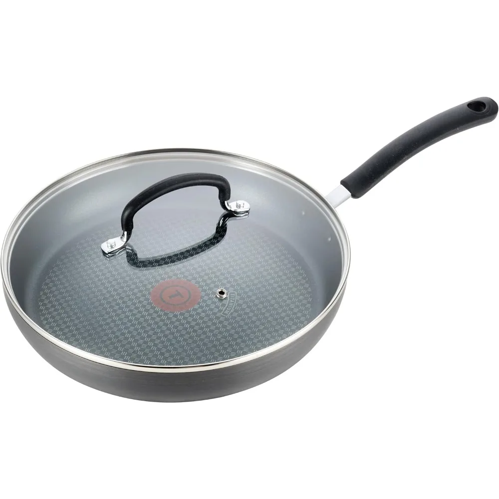 

12-Inch T-Fal Ultimate Hard Anodized Nonstick Frying Pan with Oven-Safe Lid up to 400°F and Broiler-Safe up to 350°F, Cookware S