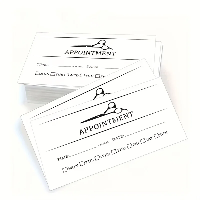 50PCS Simple and Elegant Black and White Design Appointment Reminder Card, Suitable for Hair Salons, Hair Salons, Etc