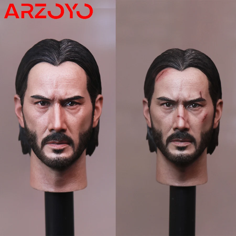 TM015 1/6 Scale Keanu Reeves Injured Normal Head Sculpt Carving Model Fit 12-inch Male Soldier Action Figure Bodies