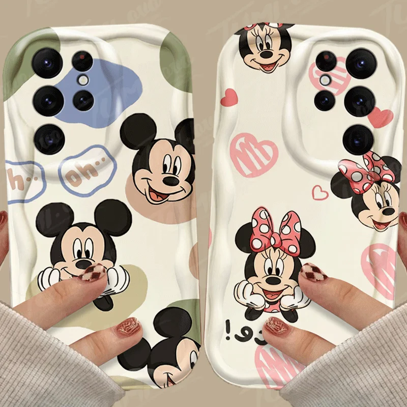 Custodia per telefono Disney Minnie Mickey Mouse per Samsung Galaxy S24 Ultra S23 S22 Plus S21 S20 FE A15 A25 A55 A35 A14 A24 A34 A54 Cover