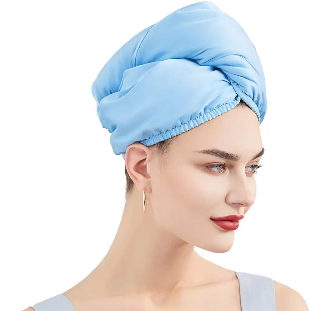 Double Layer Satin Hair Drying Cap Coral Fleece Turban Dry Hair Towel Head Scarf Quick Drying Thicken Shower Cap Time Saving