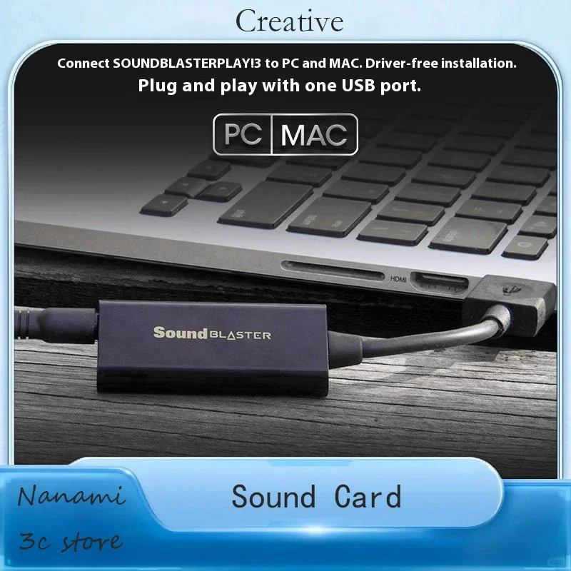 CREATIVE PLAY 3 Sound Blaster USB DAC Amp and External Sound Card Plug-and-Play Crisp Voice Communications and Recording