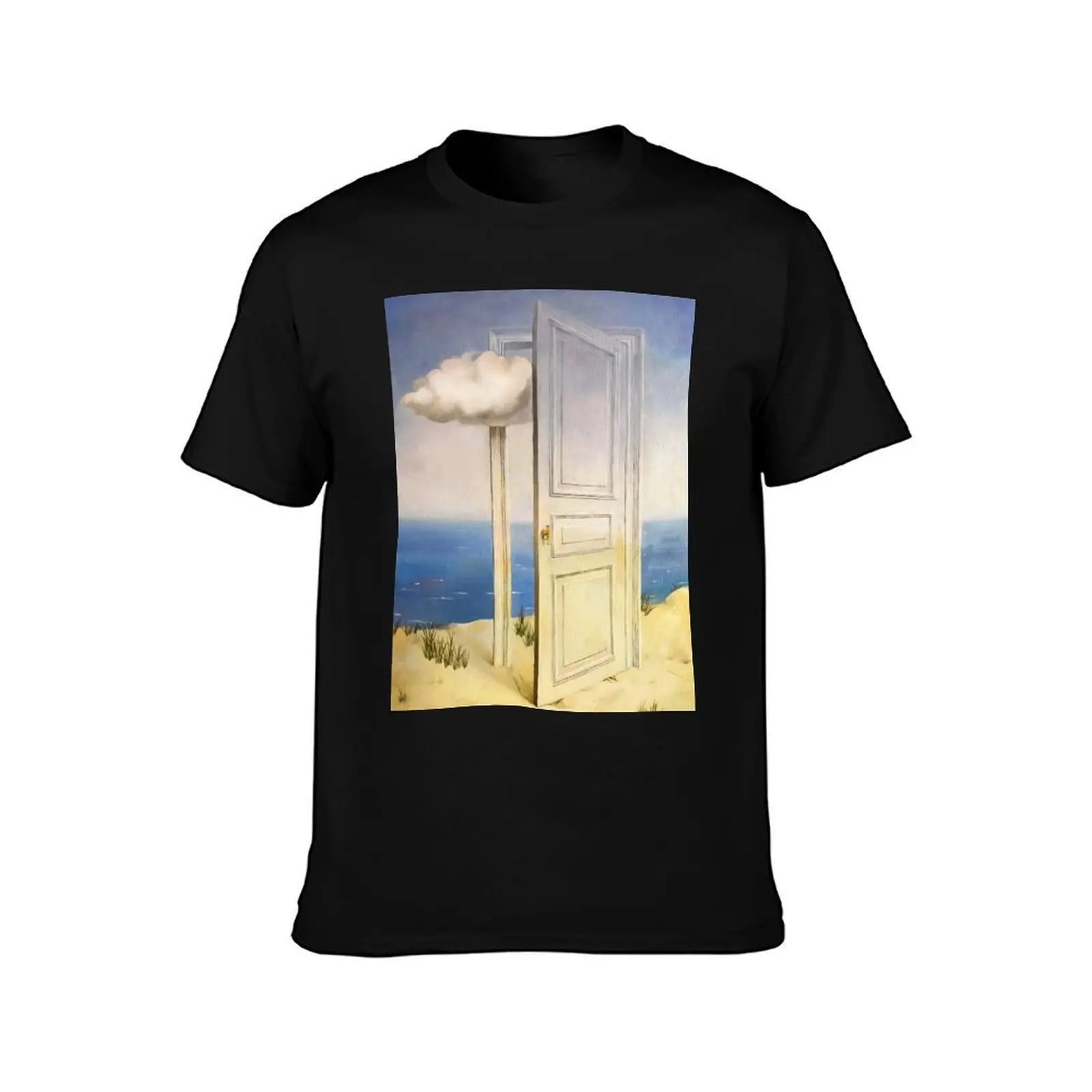 René Magritte T-Shirt, Summer Casual Cotton Tee, Oversized Streetwear Tops, Vintage Graphic Print, Loose Fit Short Sleeve