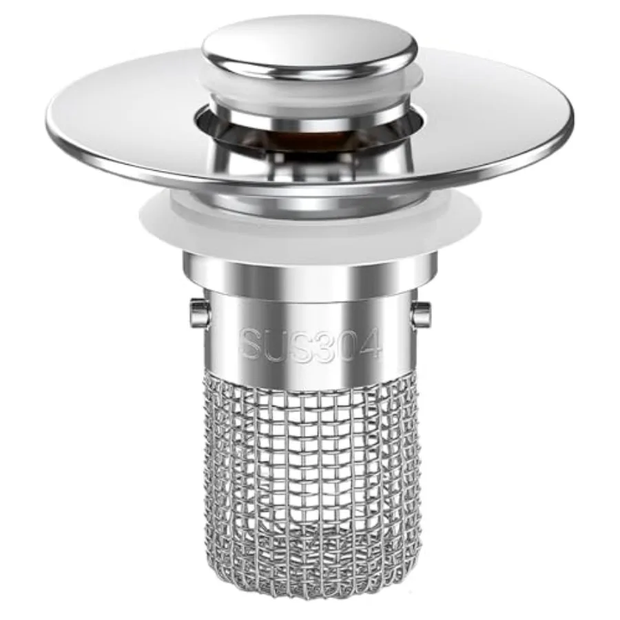 

Bathroom Sink Drain Strainer, Pop-up Sink Drain Strainer with Removable Stainless Steel Strainer Basket Hair Catcher, Bathroom