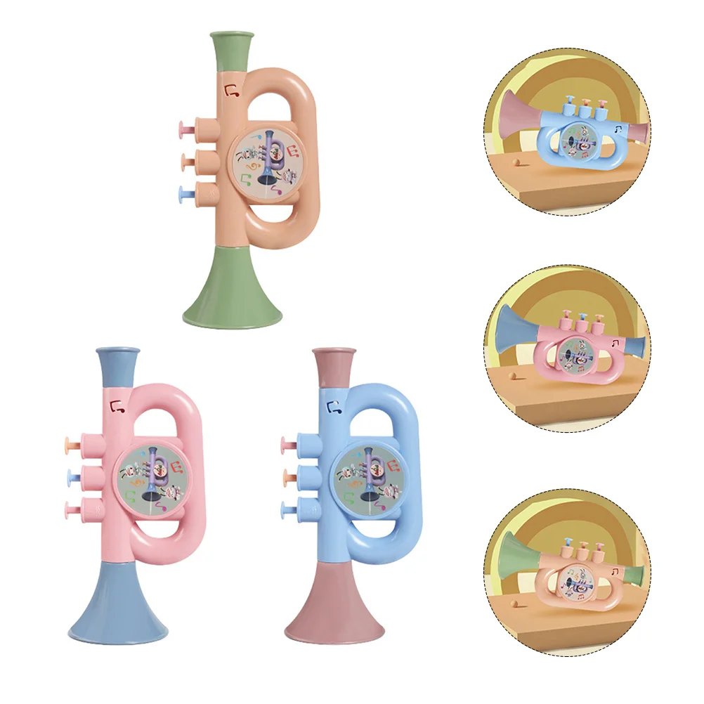 3 個子供用トランペット音楽学習楽器カラフルな安全なプラスチック教育用吹奏楽器子供の創造性のため