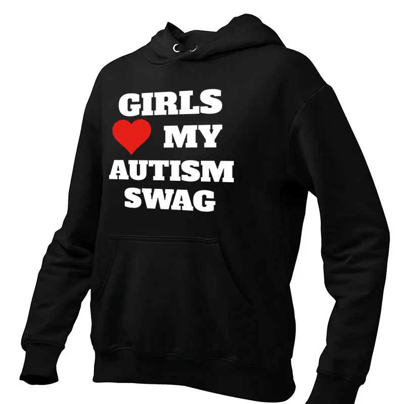 Girls Love My Autism Swag Hoodies Funny Autistic Introverts Gift Hooded Sweatshirt Casual Y2k Unisex Soft Pullovers