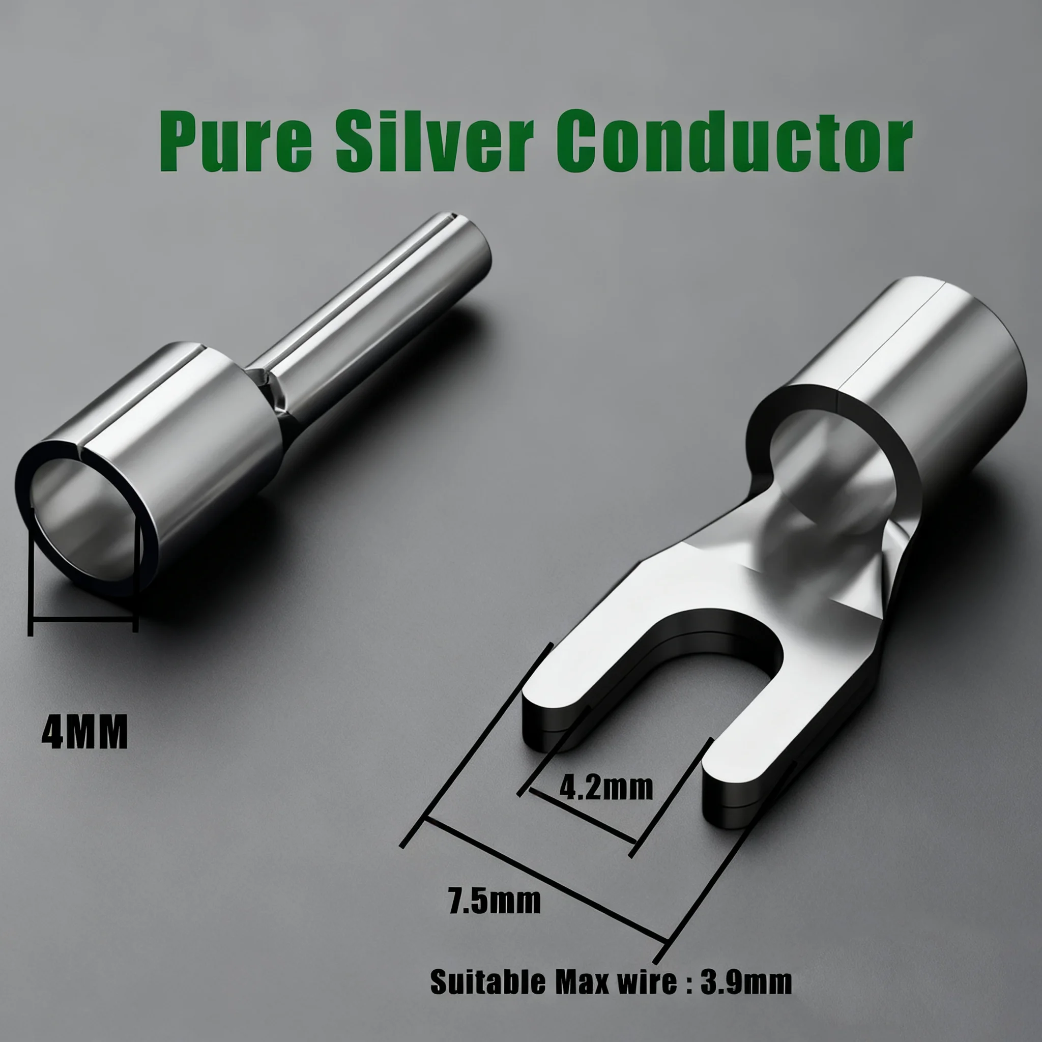 Monosaudio Pure Silver Y spade mini banana plug Terminal Wire Plug B6Ag Y6Ag Connector Pure Silver Y Fork Banana Plug