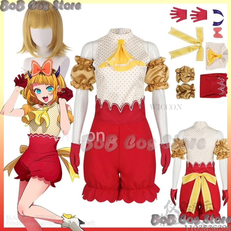

Mem Cyo Косплей Oshi No Ko Season 2 Idol Униформа Топ в горошек Футболка Красные шорты Парики Jirai Kei Костюм для девочек Карнавальный костюм по индивидуальному заказу