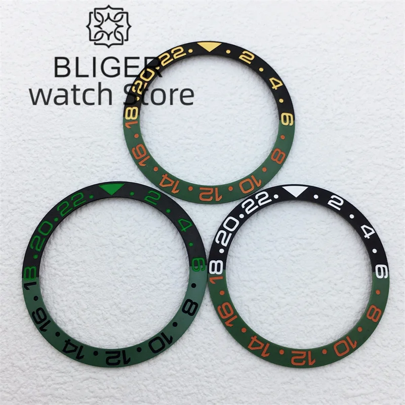 BLIGER 38mm Diameter Two-colour Matte Ceramic Bezel Insert Ring Suitable For 40mm Watch Case Watch Replacement Parts