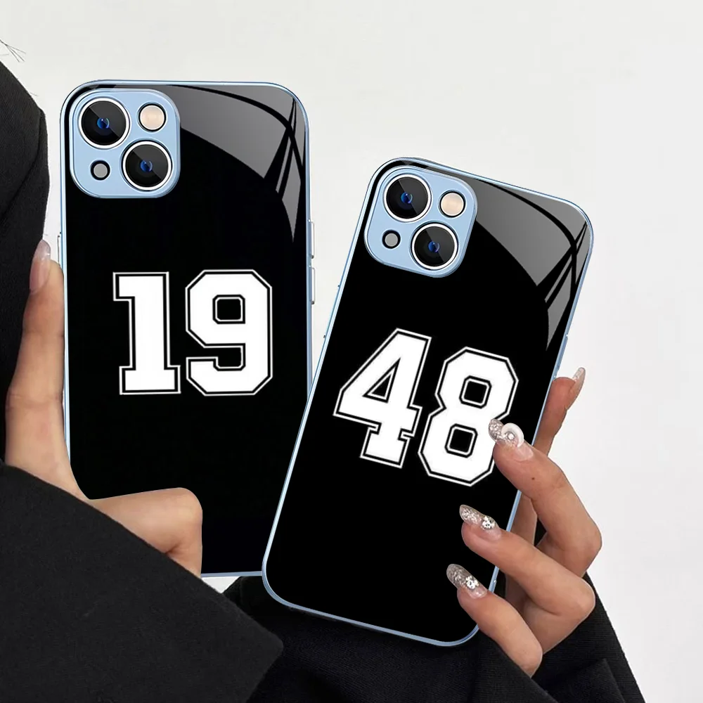 

Football Lucky number Phone Case Tempered Glass For iphone 14 13 12 11 Pro Mini XS MAX 14Plus X XS XR Cover