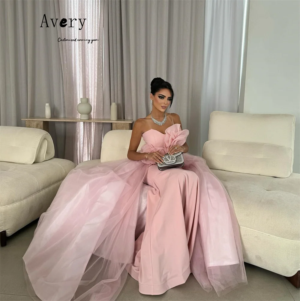Avery Custom A-line senza maniche rosa con spalle scoperte eleganti abiti da notte 2025 donna abito da sera di lusso abito lungo da festa da donna