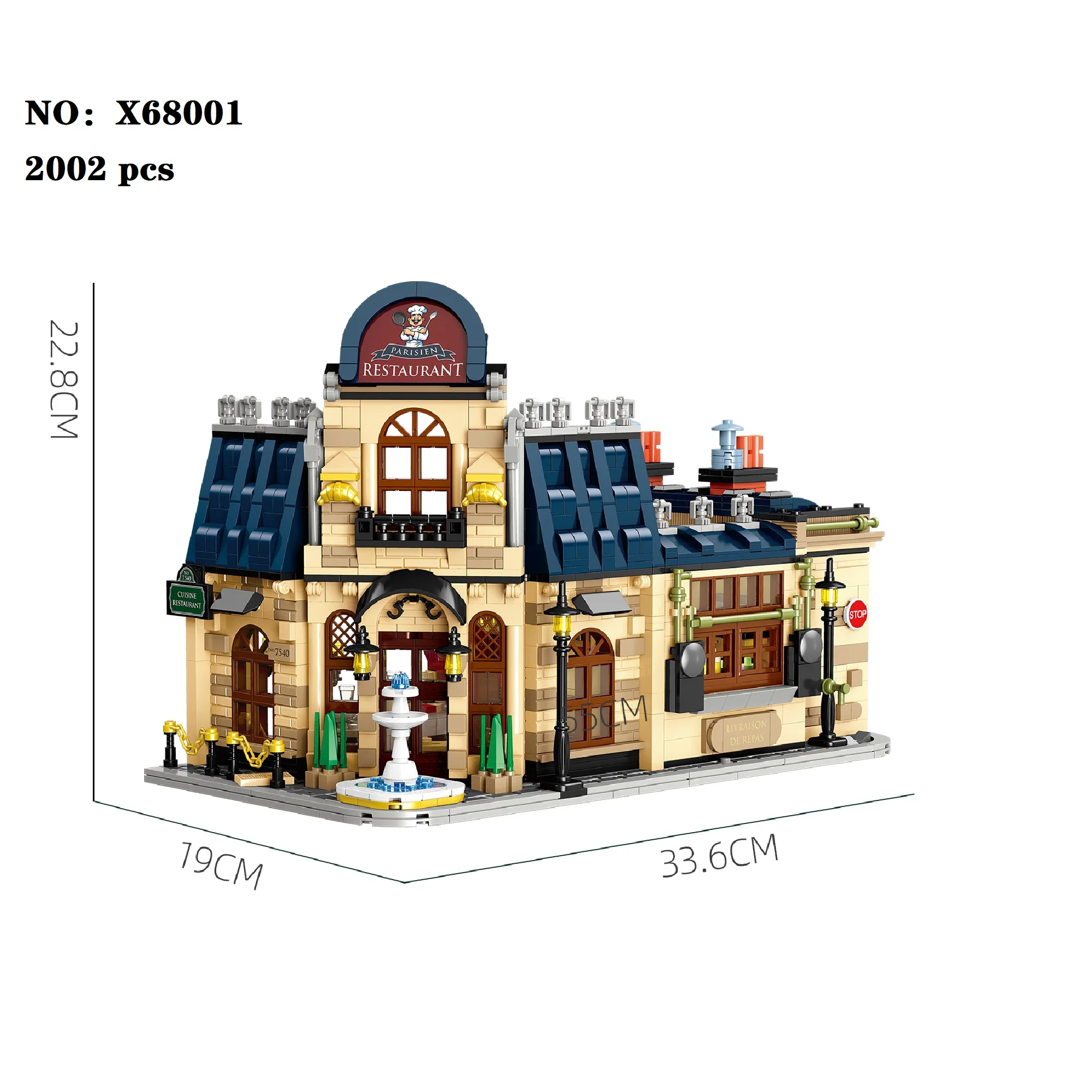 With Box Paris Restaurant  Library Bookend House Building Blocks Model Educational Bricks Desktop Display Decor Toy Gift
