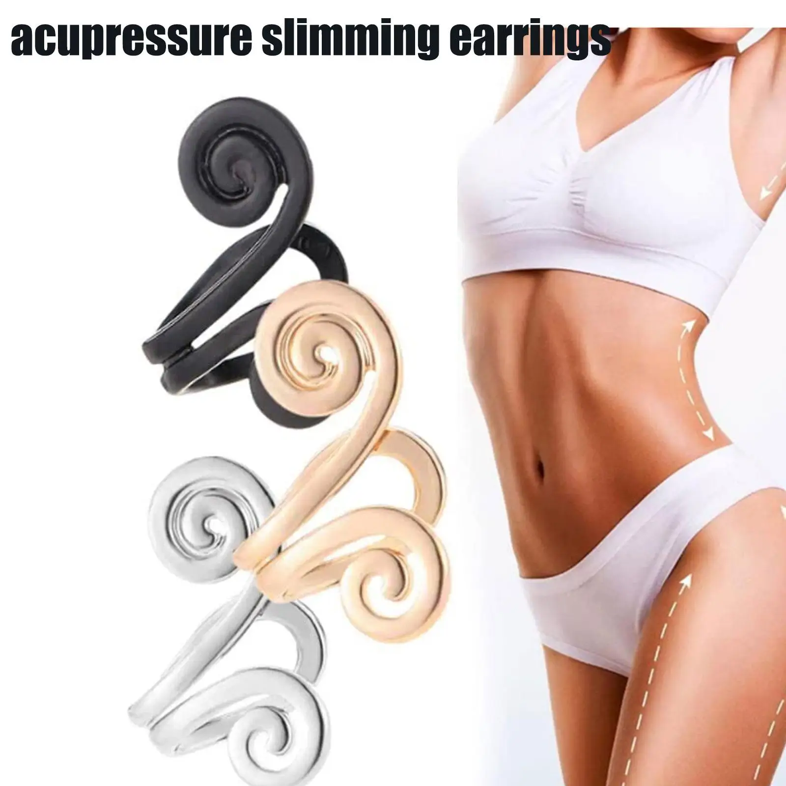 2pcs Non-piercing Shiatsu Slimming Earrings Weight Lose Slimming Auricular Therapy Slim Ear Clip Fat Burning Health Jewelry