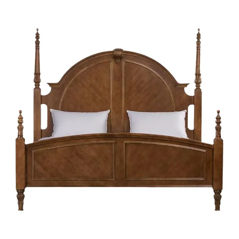American retro new Victoria solid wood, carved French ART column bed Master bedroom 1.8 classical double