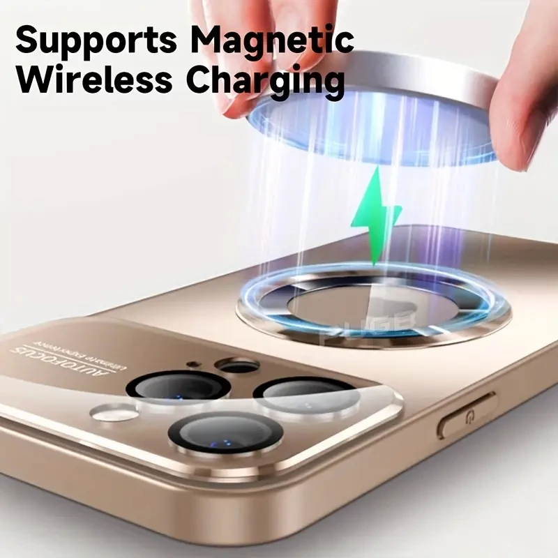 Neue Titan-Metallic-Farbe Magnetische Handyhülle für iPhone 18 17 16 15 14 11 13 12 Pro Max Matte Kabellose Lade-Schutzhülle – Detail 8