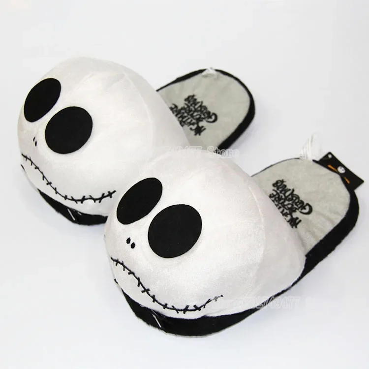 Disney The Nightmare Before Christmas Plush Cotton Shoes Cartoon Anime Jack Skellington Winter Warmth Baotou Slippers Home Goods