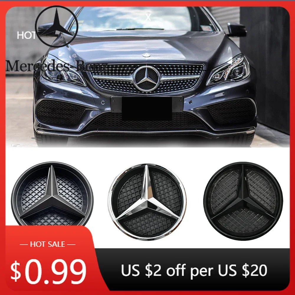 

Car Sticker Chrome Silver And Gloss Black OE Style Front Grill Star Emblem Chrome Logo Badge For Mercedes Benz A B C E S R SL ML