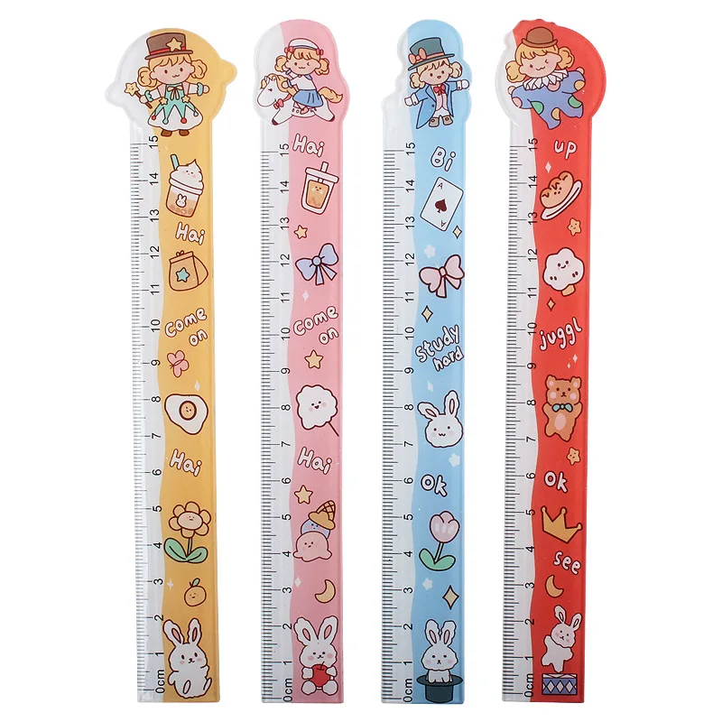 1Pc Cartoon Starry sky Straight Cute Ruler translucent Ruler Stationery Funny Drawing Gift Office School Measuring Drawing