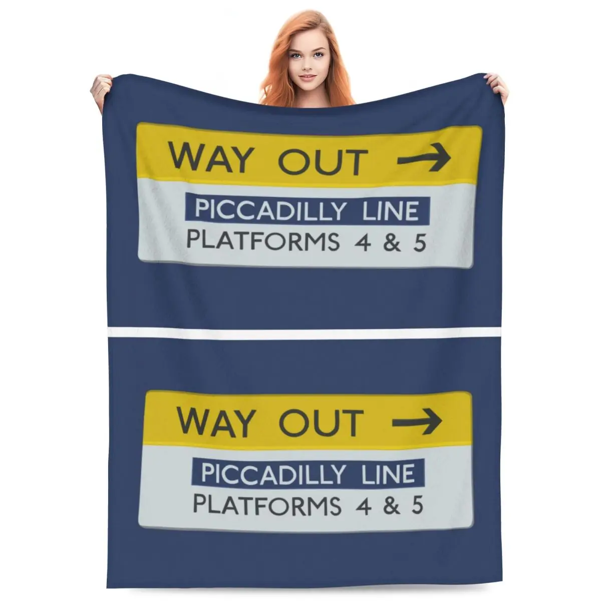 London Underground Way Out Sign Blanket Fleece Sofa Throw Blanket Multi-function for Couch Bedding Travel Throws Bedspread Quilt