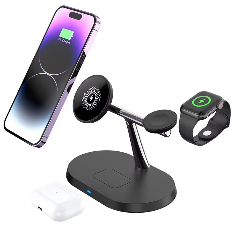 3 in 1 Wireless Charger Stand For iPhone 12 13 14 15 16 Fast Charging Station for Apple Watch 10 9 8 7 6 5 4 Airpods 2 3 Pro