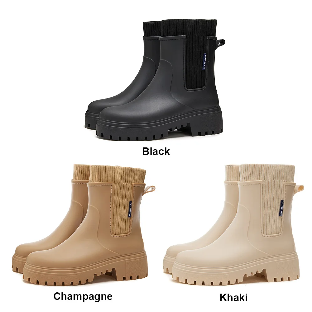 Women's Wellington Boots Waterproof Garden Shoes Non-Slip Chelsea Rain Boots Ankle Boots for Outdoor