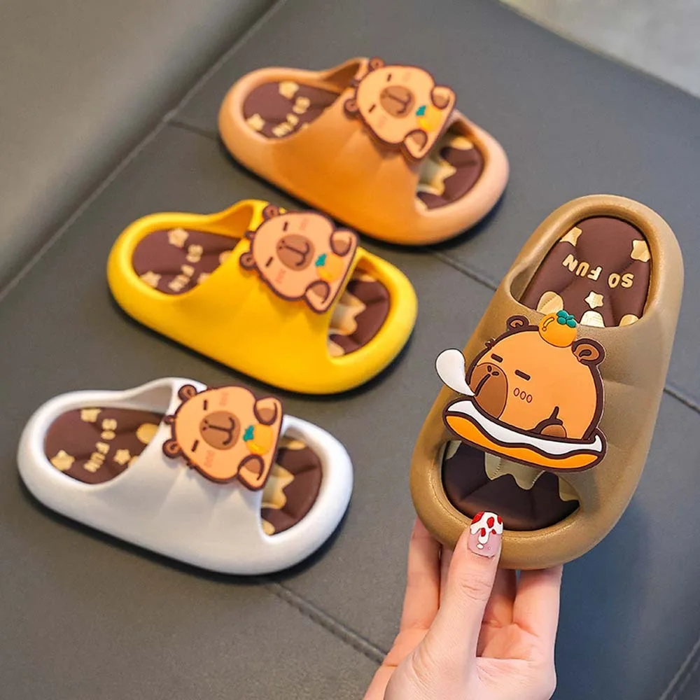 

PVC Cute Capybara Slippers Anti-slip Soft Cartoon Animal Slippers Thickened Detachable Children's Bathroom Sandals