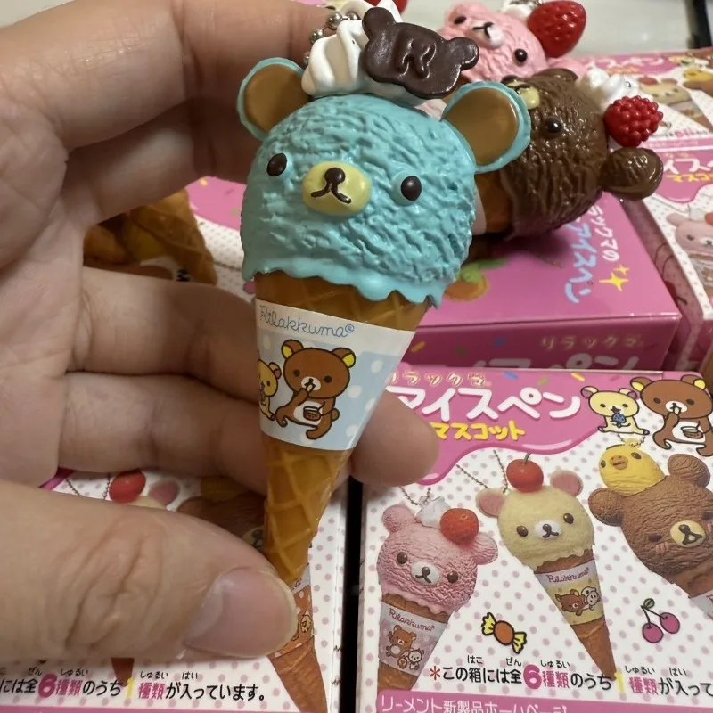 Anime Fiugre Rilakkuma Capsula Giocattolo Gelato Orso Catena di Perline Carino Kawaii Borsa Bambola Giocattolo Decoratoion Ciondolo Regali per Bambini