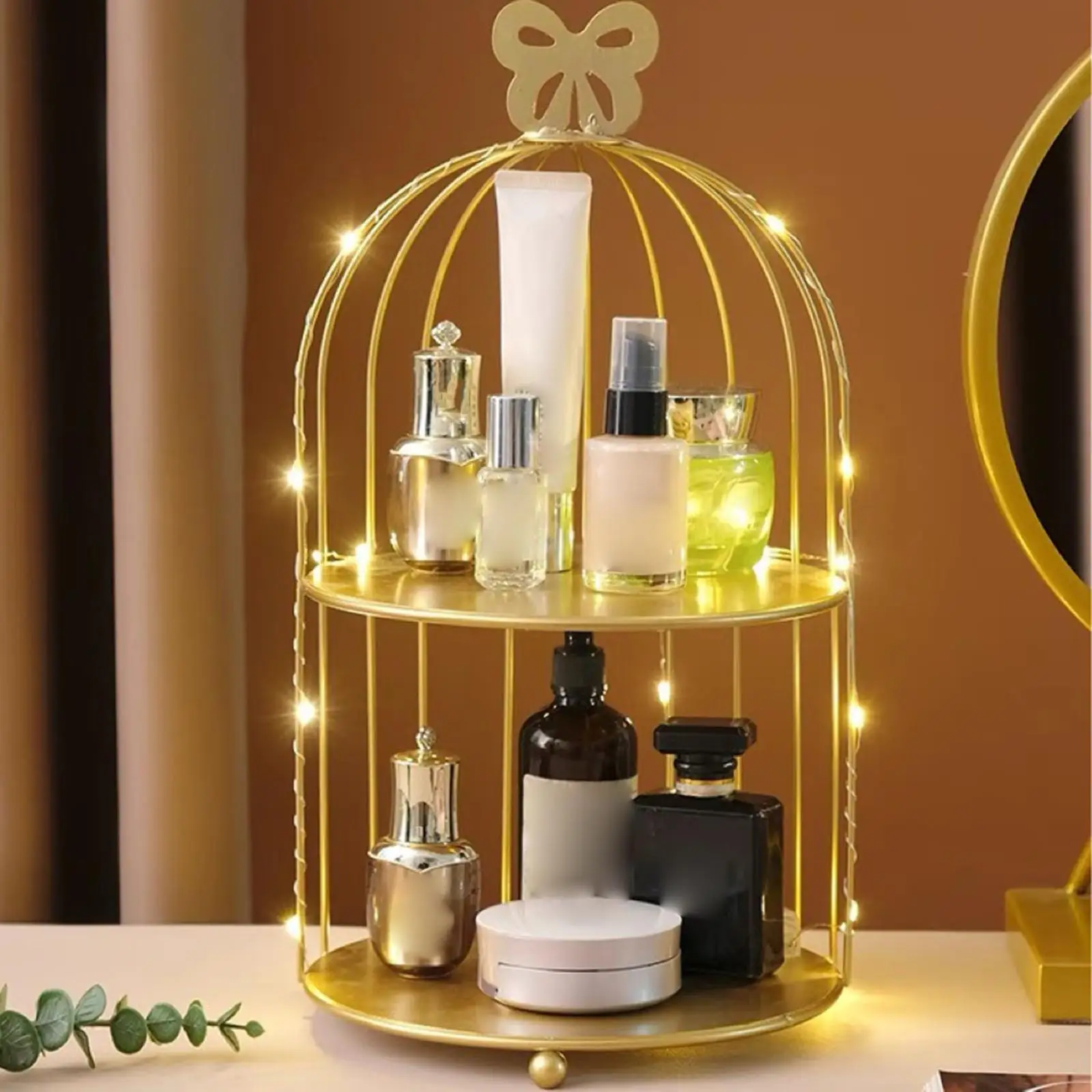 Cosmetics Storage Cage Jewelry Holder Dessert Cupcake Stand Necklace Earring Organizer Display Vanity Tray Perfume Tray, for