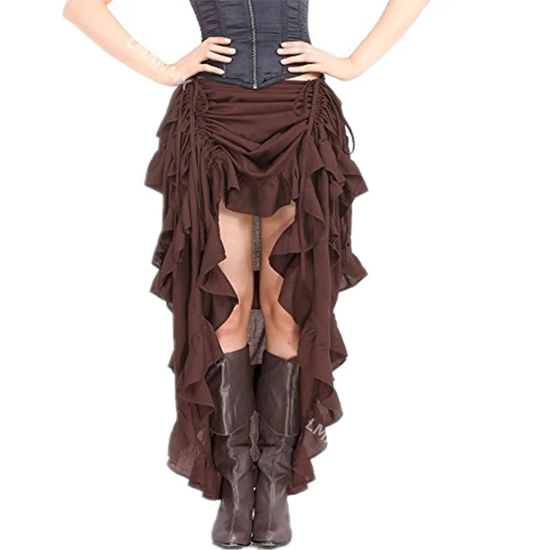 Brown Black Steampunk Skirt for Women Pirate Sexy Skirts Party Clubwear Outfit Punk Burlesque Costumes Accessories Plus Size