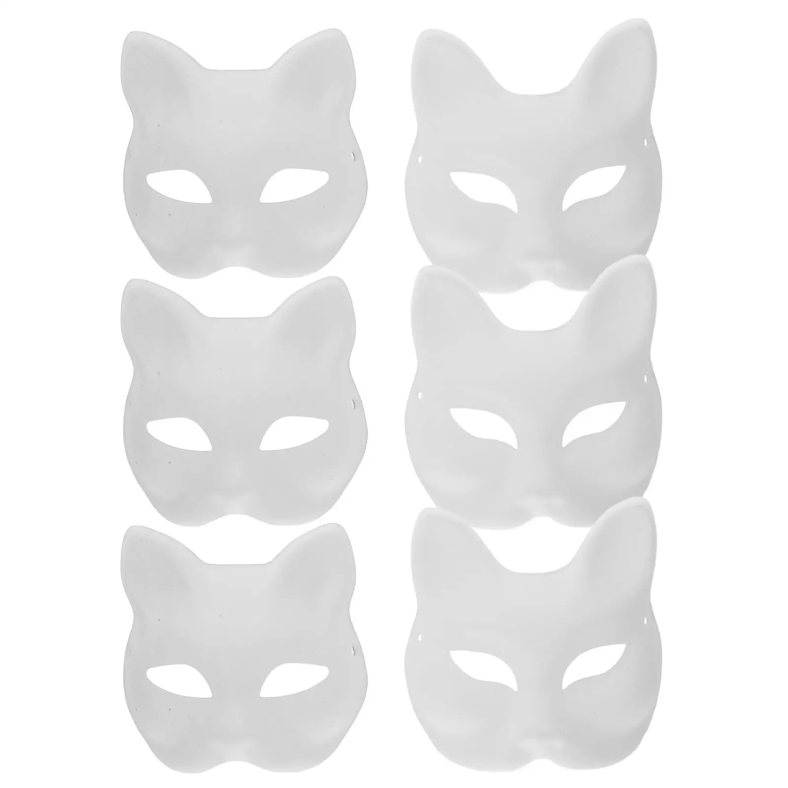 

6 Pcs Coloring Masks Blank Paper Pulp DIY Halloween Cat Animal Face Paintable Unpainted Masquerade Cosplay Accessories