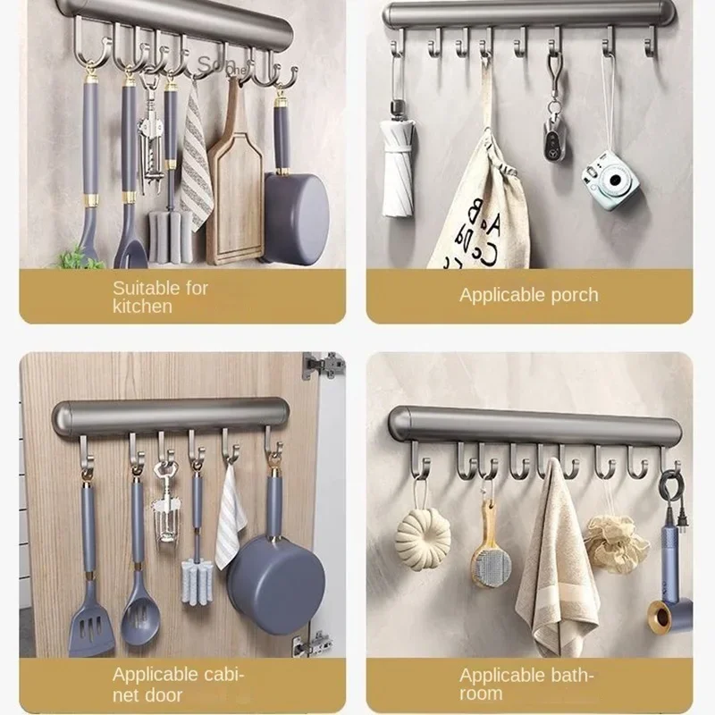 20-50cm Adhesive Kitchen Hook Aluminium Wall Hook Kitchen Bathroom Organizer Kitchen Cabinet Storage Shelf