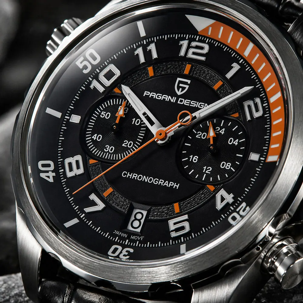 PAGANI DESIGN Classic Leather Men Watch Japan VK64 Movement Quartz Wristwatch Top Brand Sports Waterproof Watches for Men's Gift