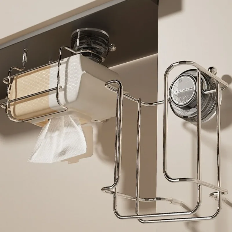 Multifunctional Tissue Holder, Drill-Free Wall-Mounted Tissue Holder Waterproof Rust-Resistant Ideal for Bathroom Accessories