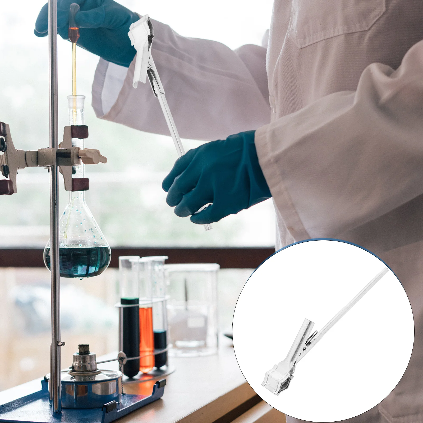 Lab Test Tube Holder Adjustable Chemistry Lab Clamp for Glass Tube Heating Experiments Stainless Steel Laboratory Bracket Stand