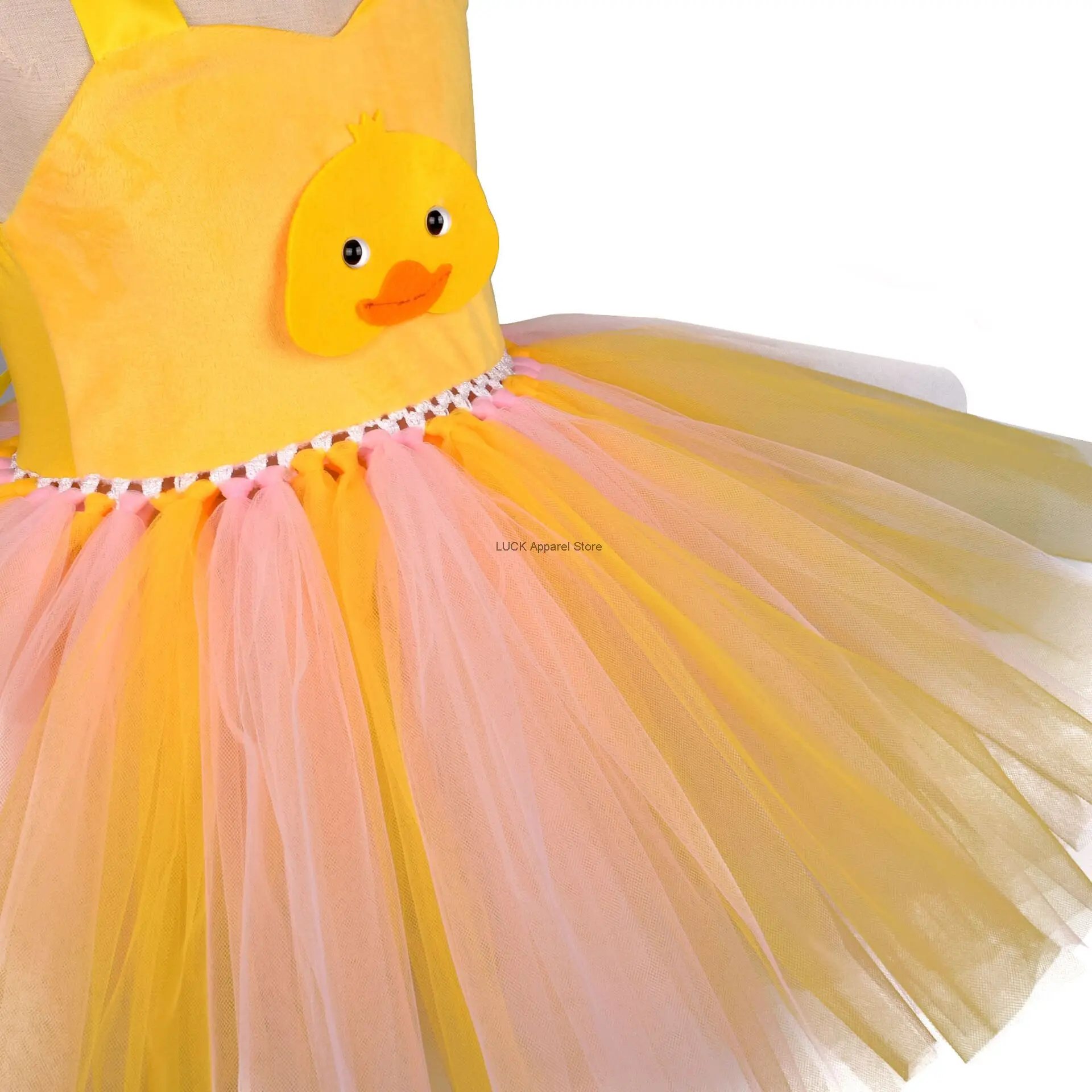 Vestido de pato para niña, disfraz de juego de rol de Animal, falda esponjosa de pato lindo, disfraz de actuación en escenario, máscara de vestido del 1 ° de junio