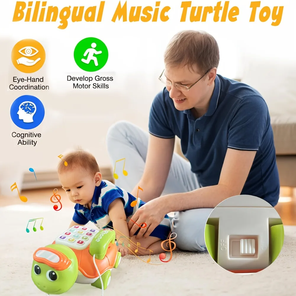 Nova tartaruga musical rastejando brinquedos do bebê interativo brinquedo do telefone do bebê com luzes de música piano crianças aprendizagem precoce brinquedo educativo