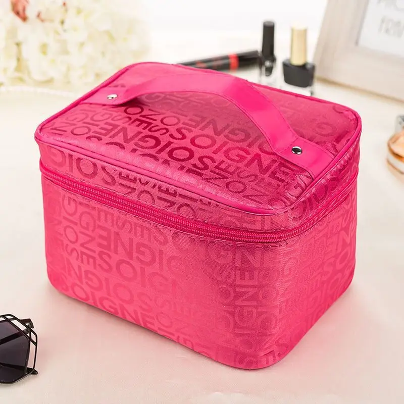 Make-up-Tasche für Damen, großes Fassungsvermögen, Aufbewahrungstasche für Kosmetika, faltbarer Toilettenwaschbeutel, Reiseutensilien, tragbare Kosmetiktasche – Detail 5