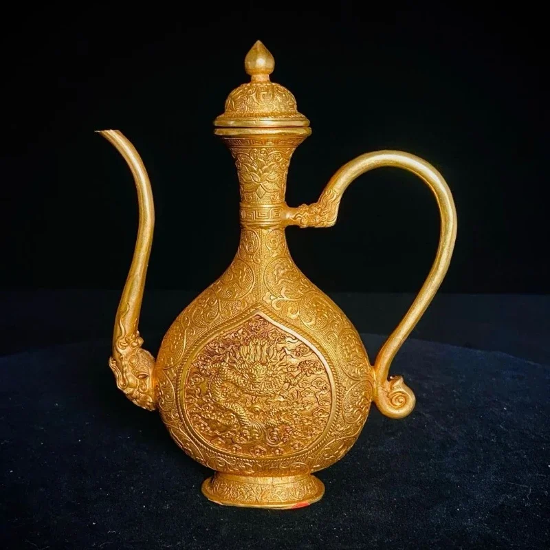 

Old collection treasures, high relief carving wine jugs, wine sets, dragon jugs, in good condition, no bumps, thick and natural