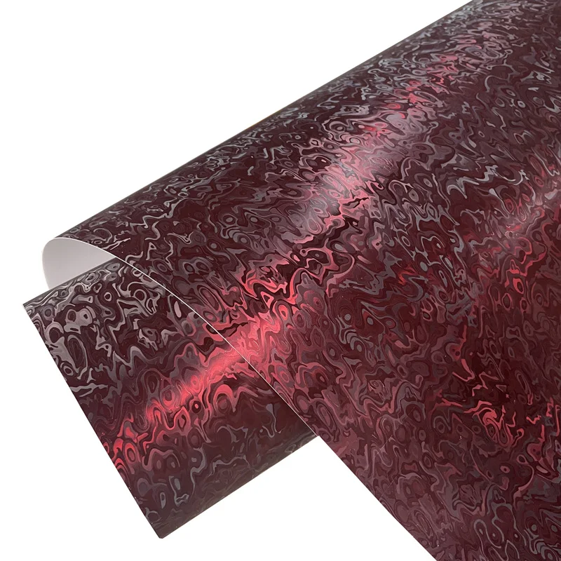 Premium PET 3D Chrome Satin Romance Red Cosmic Ghost Textured Vinyl Wrap Film Roll Self Adhesive Decal Car Wrapping view 2