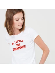 A Little Bit Dramatic Shirt Harajiku Womens T-Shirt Fashion Tumblr Grunge White Shirt Summer Short Sleeve Funny Slogan T-shirt