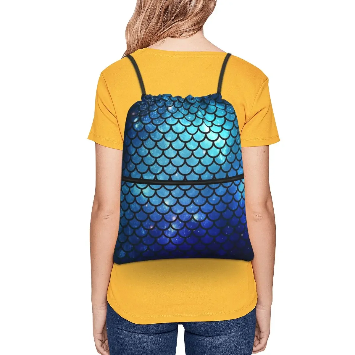 Mochila portátil con cola de sirena, bolso con cordón multifunción, bolso de bolsillo para zapatos para estudiantes escolares