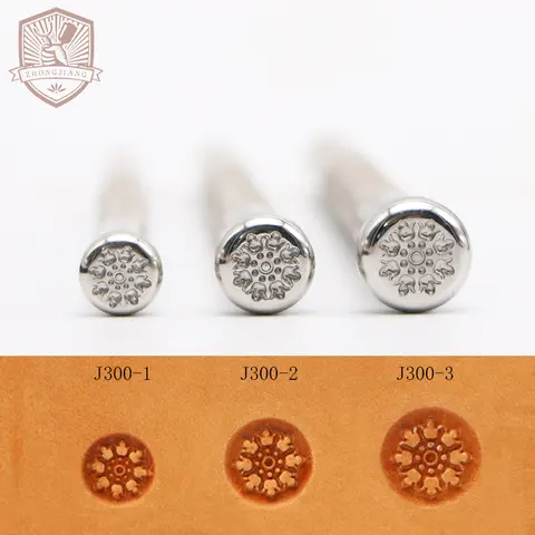 Leather Work Stamping Tool 8 Petal Flower Center Pattern J300 Stamp Leather Carving Zhongjiang 304 Stainless streel Stamps