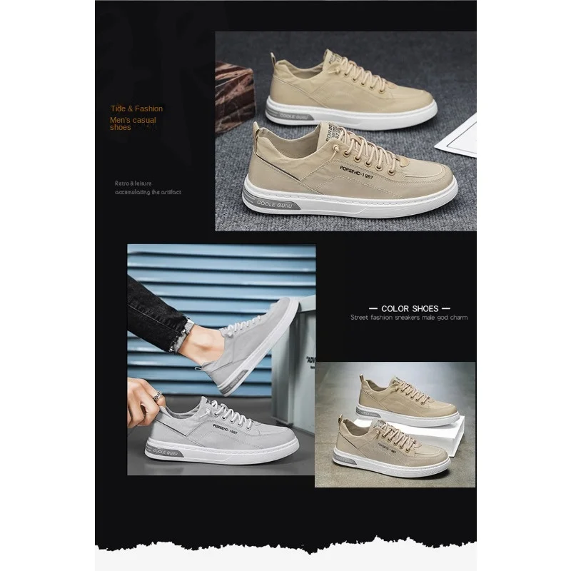 Men's Thin Breathable Ice Fabric Slip On Skate Shoes 2026 Elastic No Tie Daily Work Trend Casual Walking Footwear