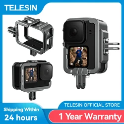 TELESIN-funda de aleación de aluminio para GoPro 9, 10, 11, 12, carcasa protectora de zapatos de doble Clod para GoPro Hero 9, 10, 11, accesorios